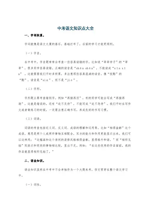 中考语文知识点大全