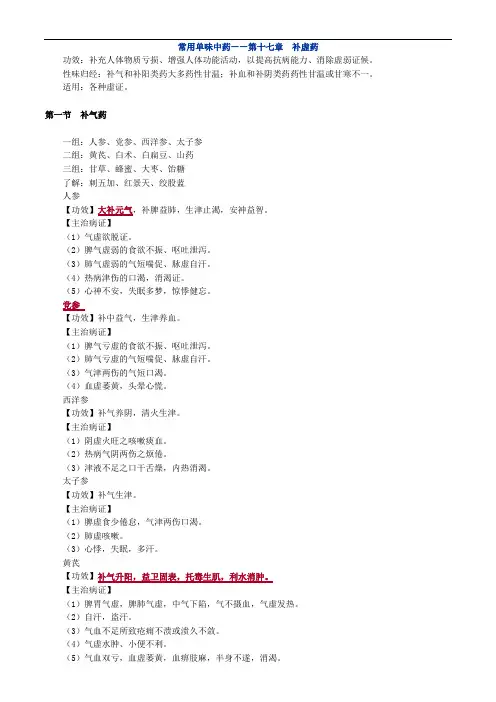 中药知识_常用单味中药——第十七章 补虚药