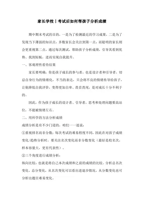 家长学校丨考试后如何帮孩子分析成绩