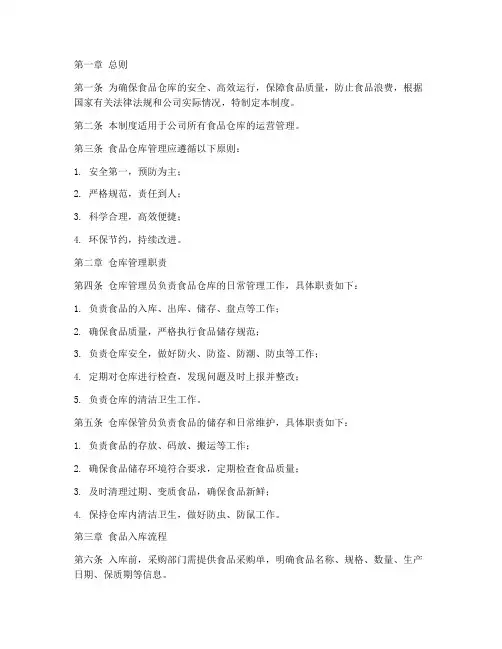 食品仓库管理制度及流程书