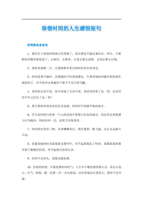 珍惜时间的人生感悟短句
