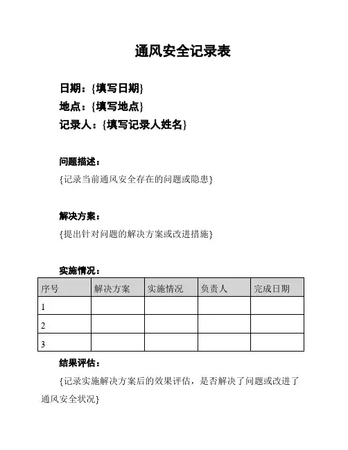 通风安全记录表