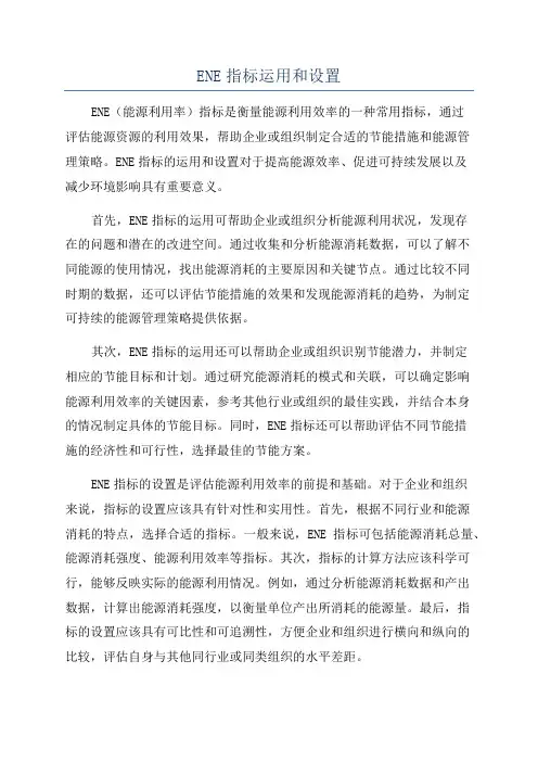 ENE指标运用和设置