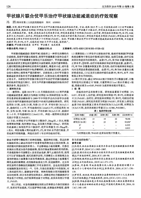 甲状腺片联合优甲乐治疗甲状腺功能减退症的疗效观察