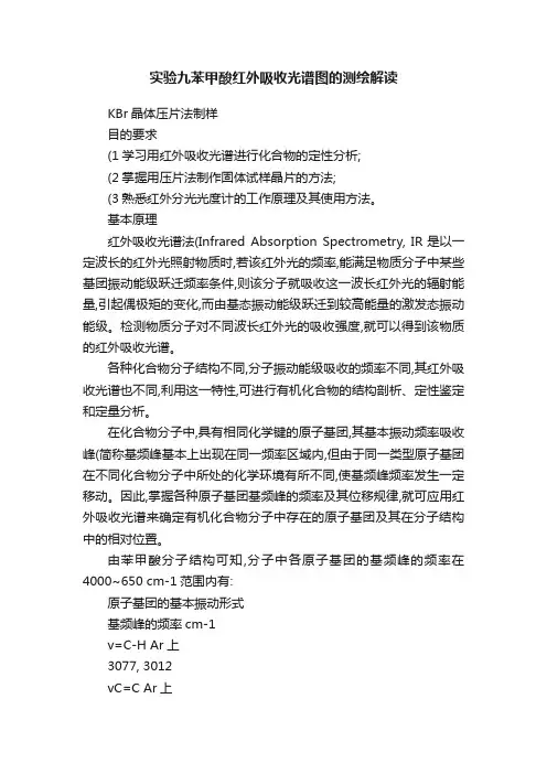 实验九苯甲酸红外吸收光谱图的测绘解读