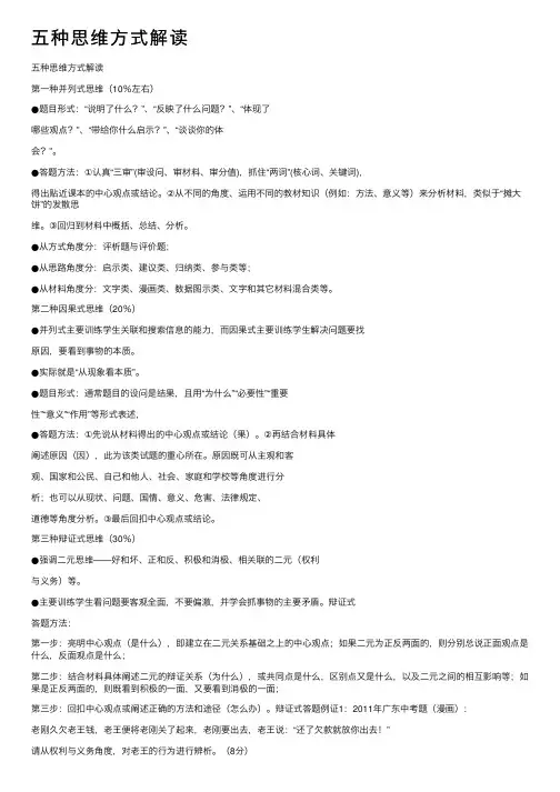 五种思维方式解读