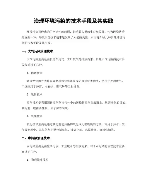 治理环境污染的技术手段及其实践