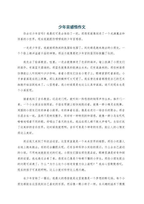 少年宫感悟作文