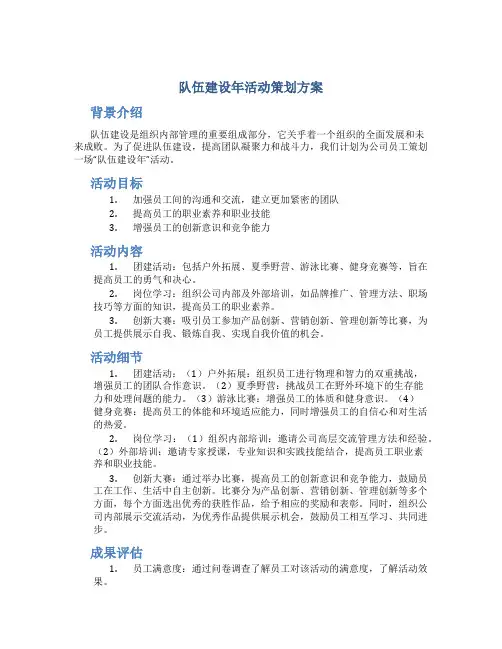 队伍建设年活动策划方案