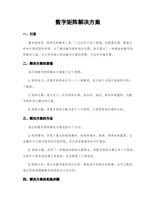 数字矩阵解决方案