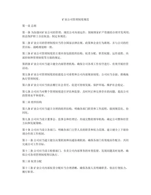 矿业公司管理制度规范