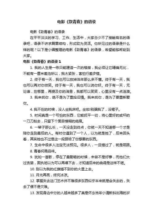 电影《致青春》的语录