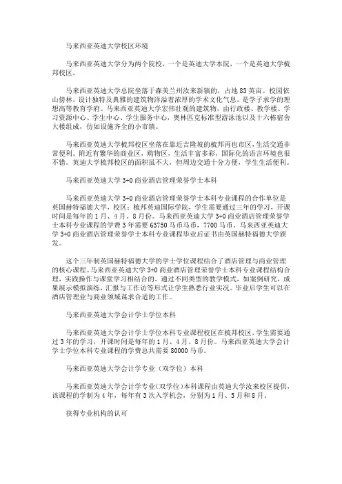 最新马来西亚英迪大学留学热门专业