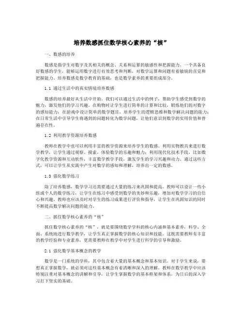 培养数感抓住数学核心素养的“核”