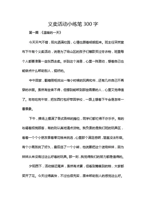 义卖活动小练笔300字