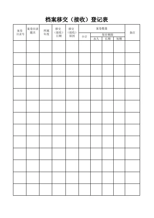 档案移交(接受)登记表