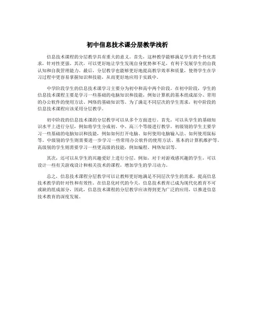 初中信息技术课分层教学浅析