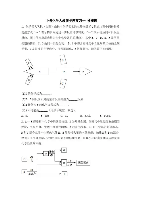 中考化学人教版专题复习推断题