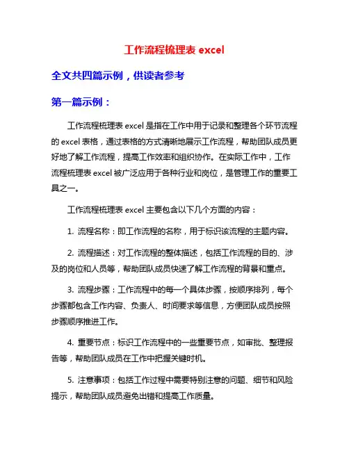 工作流程梳理表excel
