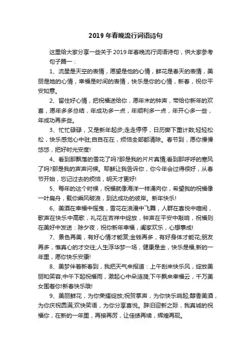 2019年春晚流行词语诗句