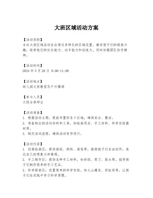大班区域活动方案