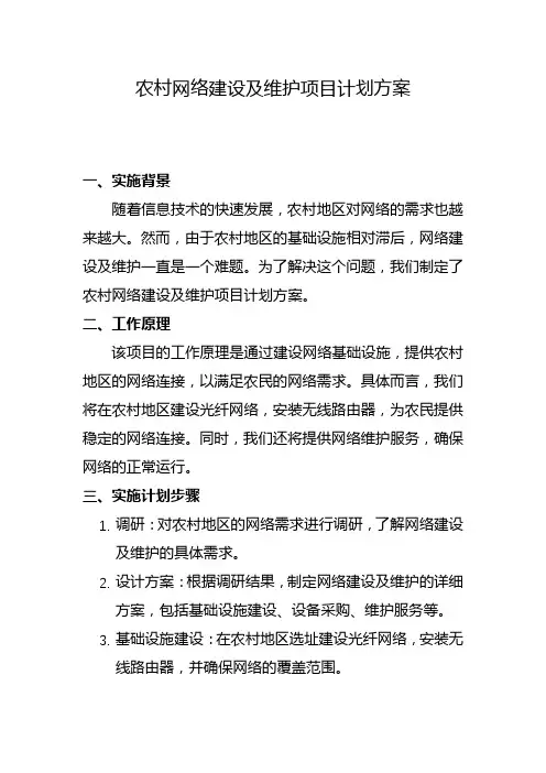 农村网络建设及维护项目计划方案(一)