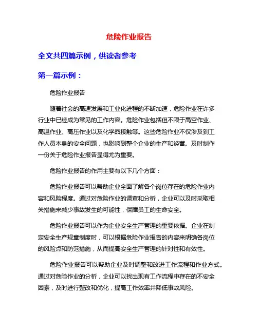 危险作业报告