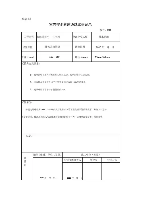 试验(水、电)记录