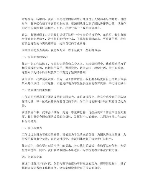 工作坊坊主的培训感言