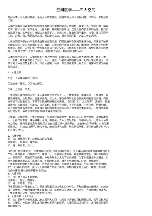 空间医学——四大空间