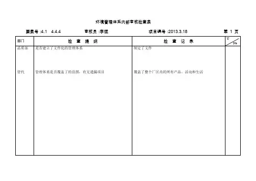 全套ISO14001检查表(DOC)