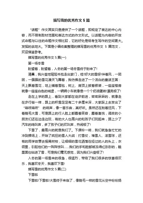 描写雪的优秀作文5篇