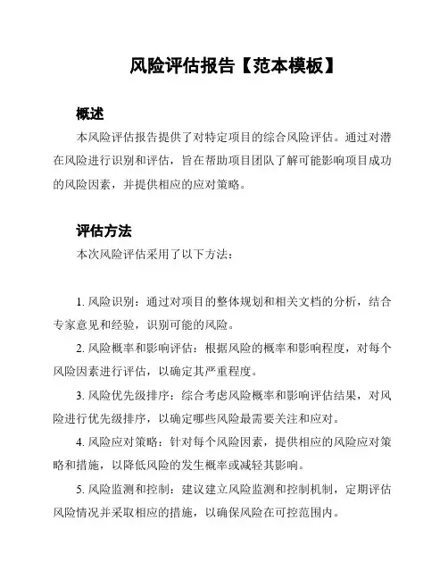 风险评估报告【范本模板】