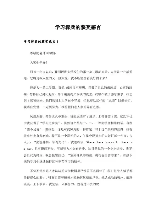 学习标兵的获奖感言