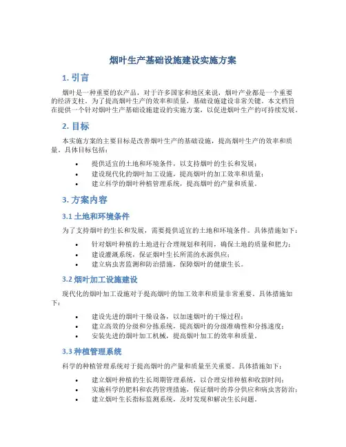 烟叶生产基础设施建设实施方案