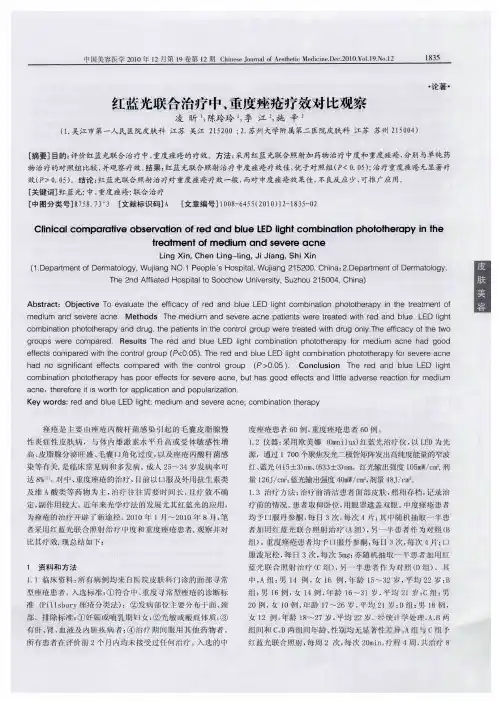 红蓝光联合治疗中、重度痤疮疗效对比观察