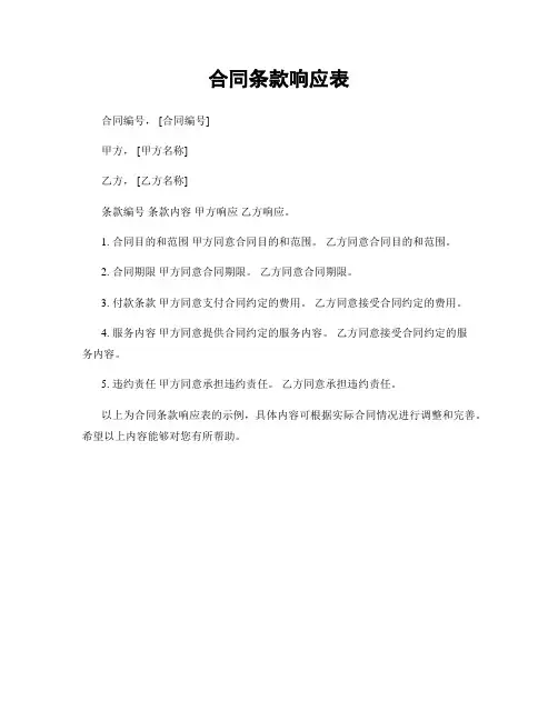 合同条款响应表