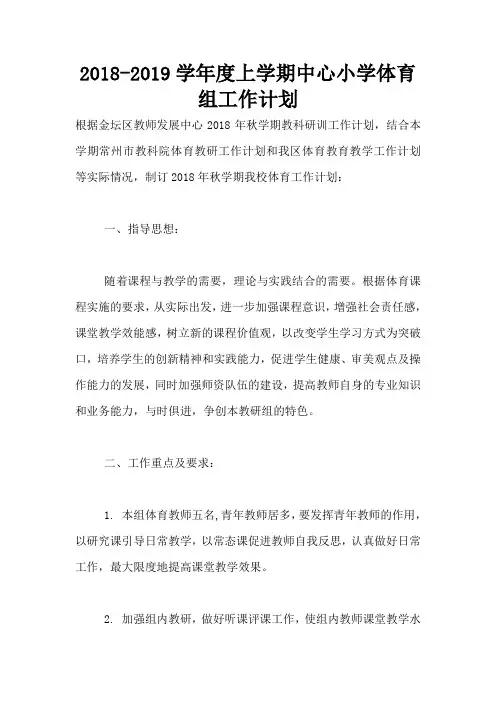 2018-2019学年度上学期中心小学体育组工作计划