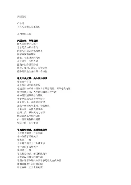 房地产楼书文案-天赐美岸文案(doc)-楼书文案【管理资料】