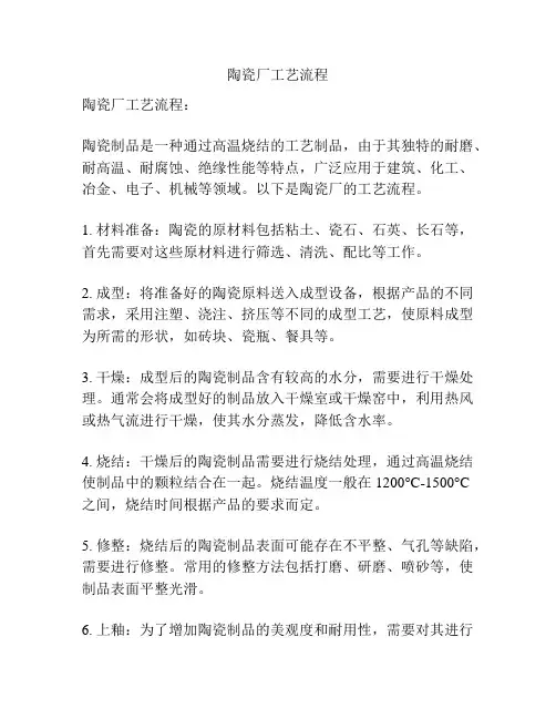 陶瓷厂工艺流程