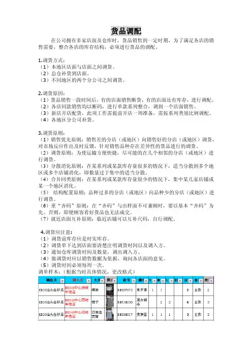 【最新精选】货品-调货流程