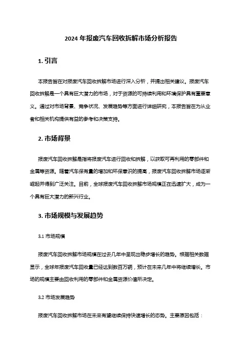 2024年报废汽车回收拆解市场分析报告