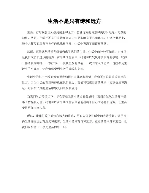 生活不是只有诗和远方