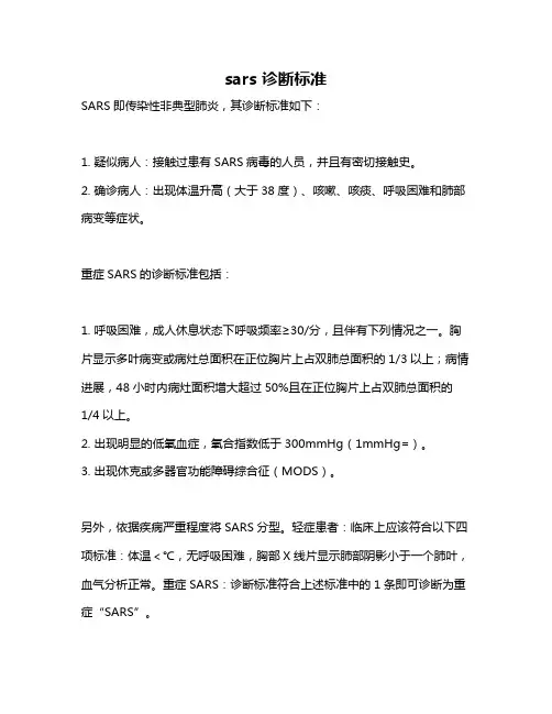 sars 诊断标准