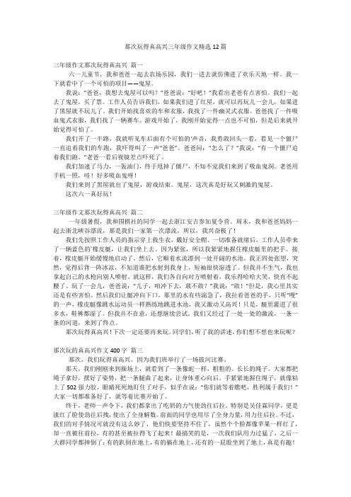 那次玩得真高兴三年级作文精选12篇
