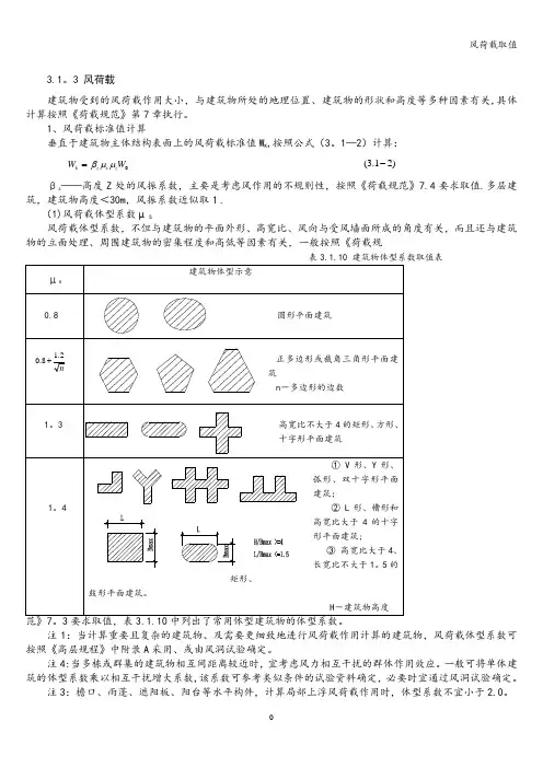 风荷载取值