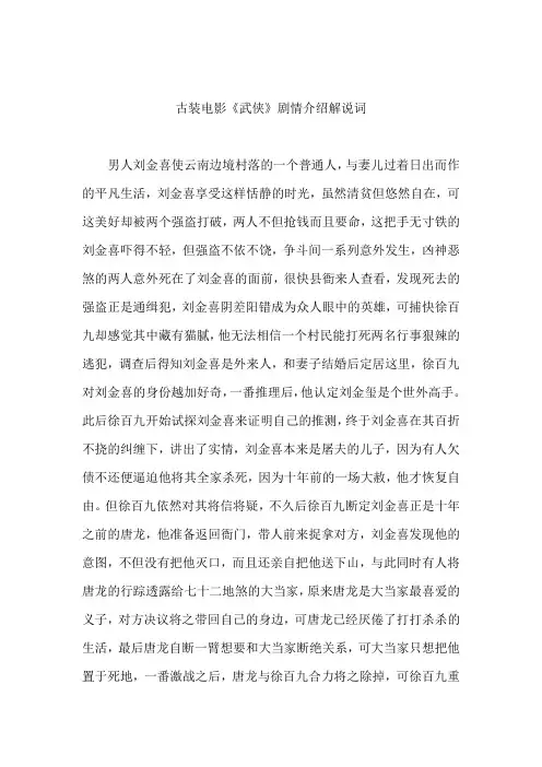 古装电影《武侠》剧情介绍解说词