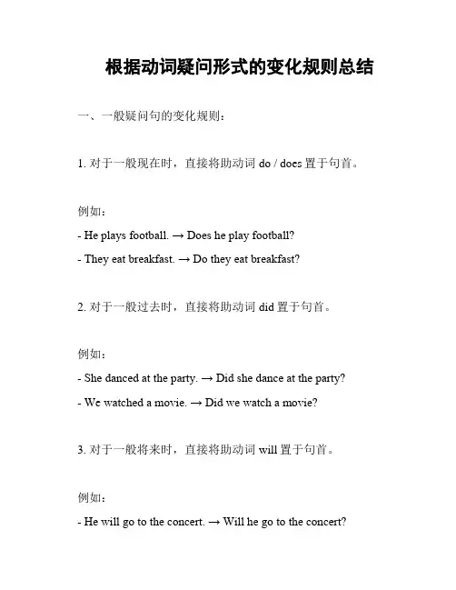 根据动词疑问形式的变化规则总结