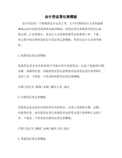 会计凭证登记表模板