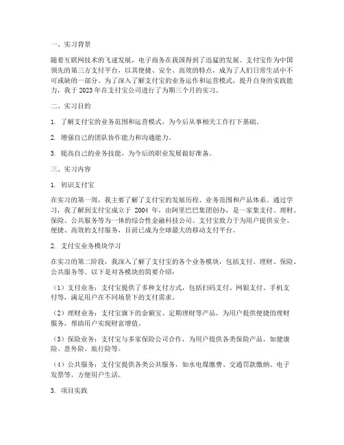 支付宝实习报告